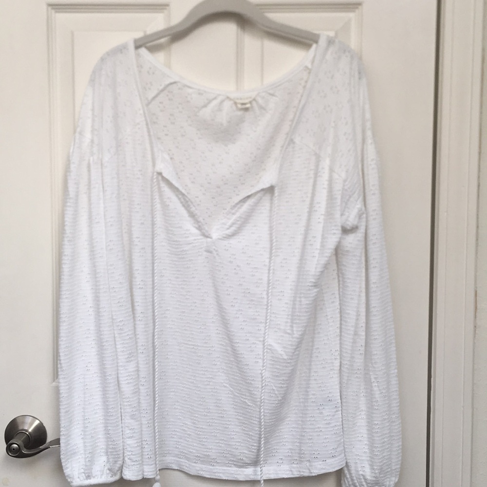 Carlson Pointelle Peasant top NWT size M in white - Picture 2 of 6